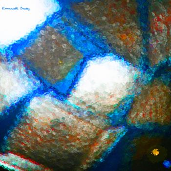 Arts numériques intitulée "Bleu au carré - Squ…" par Em'Art, Œuvre d'art originale, Peinture numérique