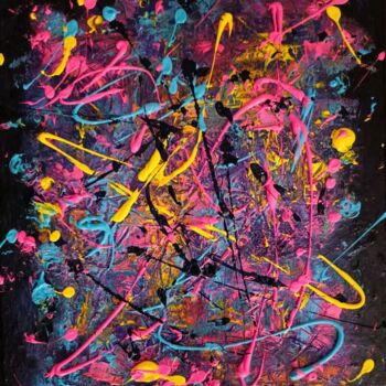 Painting titled "Colors in the dark" by Emmanuelle Bochaton, Original Artwork, Acrylic Mounted on Wood Stretcher frame