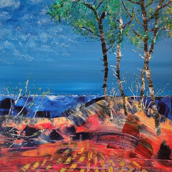 Painting titled "Red sand" by Emmanuelle Donzé, Original Artwork, Acrylic Mounted on Wood Stretcher frame
