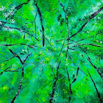Peinture intitulée "Forêt émeraude" par Emmanuelle Donzé, Œuvre d'art originale, Acrylique