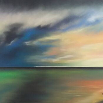 Peinture intitulée "Orage sur océan" par Emmanuelle Donzé, Œuvre d'art originale, Pastel