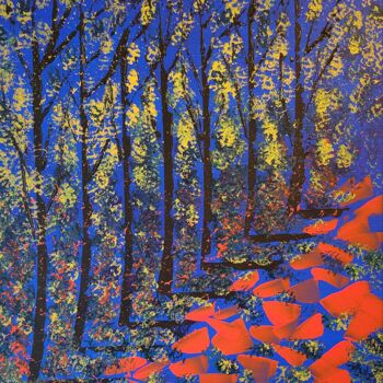 "Azul rouge" başlıklı Tablo Emmanuelle Donzé tarafından, Orijinal sanat, Akrilik Ahşap Sedye çerçevesi üzerine monte edilmiş