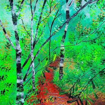 Картина под названием "Forêt pyrrole" - Emmanuelle Donzé, Подлинное произведение искусства, Акрил
