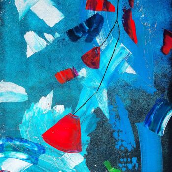Peinture intitulée "Poème sur le Bleu" par Emmanuelle Donzé, Œuvre d'art originale, Acrylique Monté sur Châssis en bois