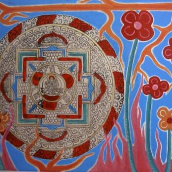 Peinture intitulée "MANDALA FLOWERS" par Emmanuelle Liem, Œuvre d'art originale, Huile