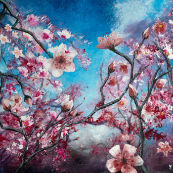 Peinture intitulée "Le cerisier" par Emmanuelle Menny Fleuridas, Œuvre d'art originale, Huile Monté sur Châssis en bois