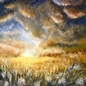 Peinture intitulée "Agapanthes au solei…" par Emmanuelle Menny Fleuridas, Œuvre d'art originale, Huile Monté sur Autre panne…