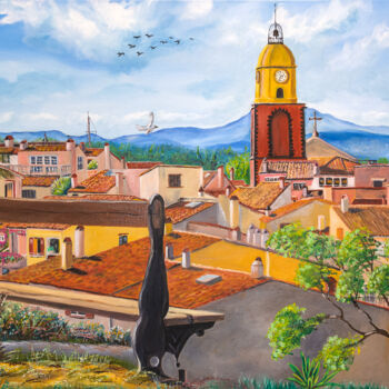 Peinture intitulée "Sur les hauteurs de…" par Emmanuelle Menny Fleuridas, Œuvre d'art originale, Huile Monté sur Châssis en…