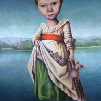 Painting titled "Mademoiselle" by Emmanuelle Pellet, Original Artwork, Acrylic Mounted on Wood Stretcher frame