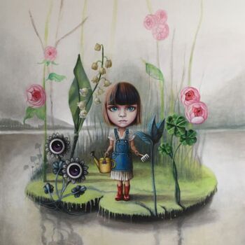 Pintura titulada "Jardin secret" por Emmanuelle Pellet, Obra de arte original, Acrílico Montado en Bastidor de camilla de ma…