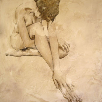 Painting titled "nu assis" by Emmanuel Roussel, Original Artwork