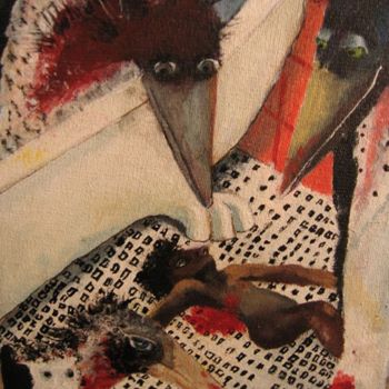 Schilderij getiteld "trois marabouts ass…" door Nicole Pavlowsky, Origineel Kunstwerk