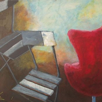 Painting titled "chaises pliantes 3" by Nicole Pavlowsky, Original Artwork