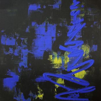 Painting titled "BLUE SCRIBBLE" by Emorejtreb, Original Artwork