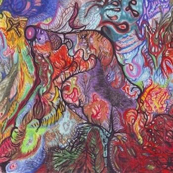 Peinture intitulée "Volcano" par Asiiisa, Œuvre d'art originale, Crayon