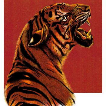 Цифровое искусство под названием "Tiger king" - Empty St, Подлинное произведение искусства, Цифровая живопись