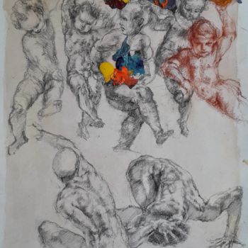 Collages intitulée "Young Titans at Play" par Emvienne Maria Anvers, Œuvre d'art originale
