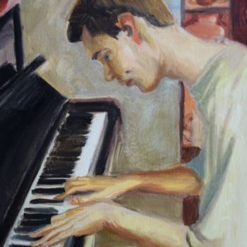 Schilderij getiteld "pianiste" door Emy Walcker, Origineel Kunstwerk, Olie