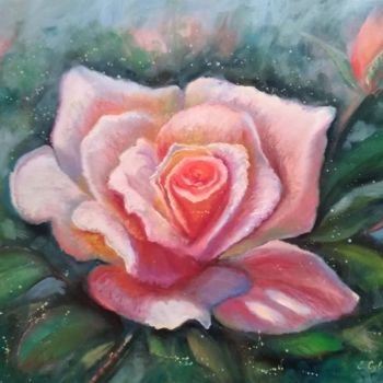 Painting titled "Attractive rose" by Ekaterina Suvorova, Original Artwork, Oil