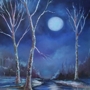 Painting titled "Moon dreams" by Ekaterina Suvorova, Original Artwork, Oil