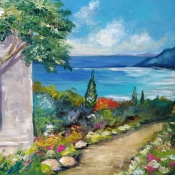 Painting titled "Road to the sea" by Ekaterina Suvorova, Original Artwork, Oil