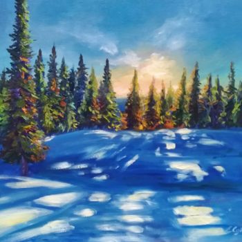 Painting titled "Winter sun" by Ekaterina Suvorova, Original Artwork, Oil