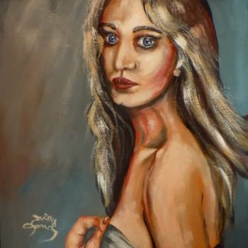 Картина под названием "Woman Portrait" - Nick Ercsei, Подлинное произведение искусства, Акрил