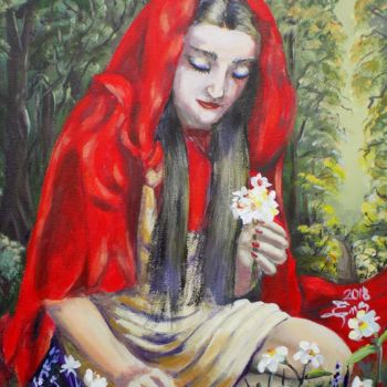 Painting titled "Red Riding Hood" by Nick Ercsei, Original Artwork, Acrylic