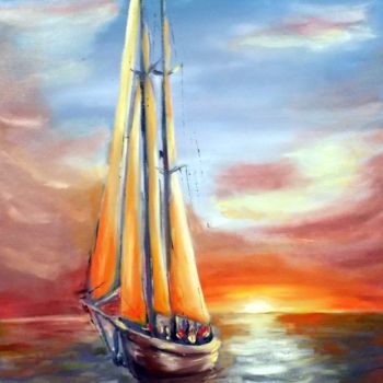 Painting titled "Seascape 3" by Nick Ercsei, Original Artwork, Oil