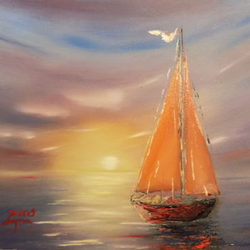 Painting titled "Sailing V" by Nick Ercsei, Original Artwork, Oil