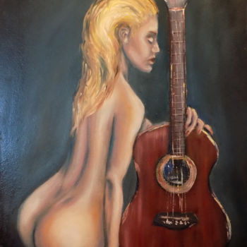 Pittura intitolato "The Guitar" da Nick Ercsei, Opera d'arte originale, Olio