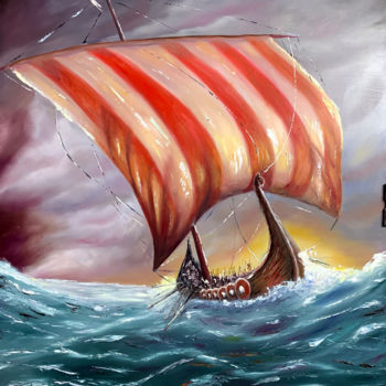 Malerei mit dem Titel "Sailing VI" von Nick Ercsei, Original-Kunstwerk, Öl