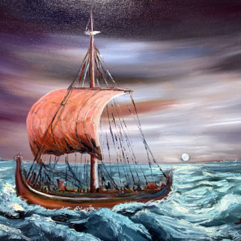 Painting titled "Restless Sail" by Nick Ercsei, Original Artwork, Oil