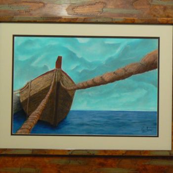 Pintura titulada "Barco amarrado" por Encarnación Jerez Torregrosa, Obra de arte original, Otro