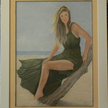 Pittura intitolato "Chica en la playa" da Encarnación Jerez Torregrosa, Opera d'arte originale, Altro