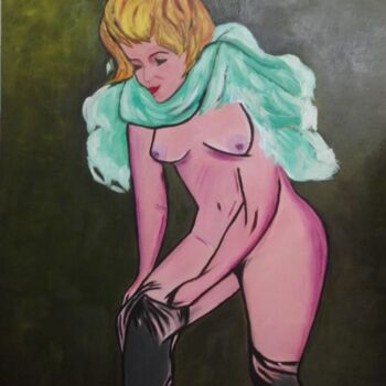 Pintura titulada "Subiendose la media" por Encarnita Martin, Obra de arte original, Oleo Montado en Bastidor de camilla de m…