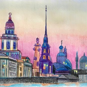 Рисунок под названием "Шпиль" - Larissa Lukaneva, Подлинное произведение искусства, Цветные карандаши