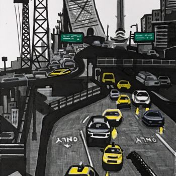 Рисунок под названием "Нью Йорк. Такси." - Larissa Lukaneva, Подлинное произведение искусства, Маркер