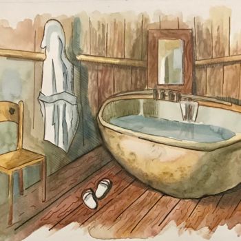 「Ванная. Скетч.」というタイトルの絵画 Larissa Lukanevaによって, オリジナルのアートワーク, 水彩画