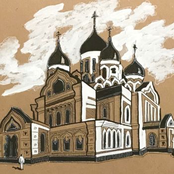 Drawing titled "Православный храм.…" by Larissa Lukaneva, Original Artwork, Ink