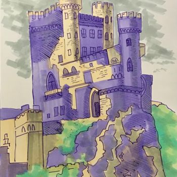 Dibujo titulada "Замок на скале. Ске…" por Larissa Lukaneva, Obra de arte original, Rotulador