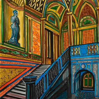 Disegno intitolato "Дворцовая лестница.…" da Larissa Lukaneva, Opera d'arte originale, Pennarello