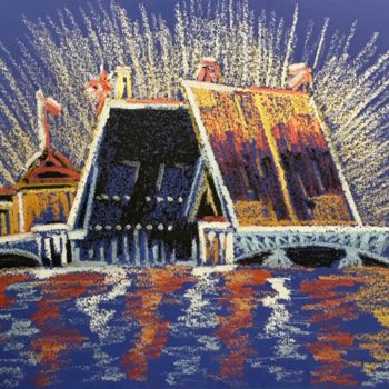 Картина под названием "Разводные мосты. Ск…" - Larissa Lukaneva, Подлинное произведение искусства, Пастель
