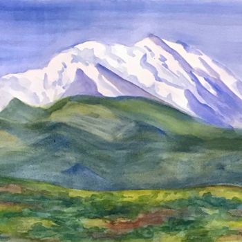 Painting titled "Заснеженные горы." by Larissa Lukaneva, Original Artwork, Watercolor