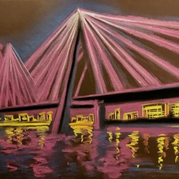 Картина под названием "Мост. Иллюминация." - Larissa Lukaneva, Подлинное произведение искусства, Пастель