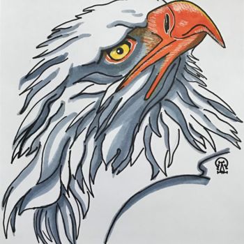 Disegno intitolato "Голова орлана. Скет…" da Larissa Lukaneva, Opera d'arte originale, Pennarello