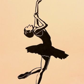 Dessin intitulée "Балерина. Скетч." par Larissa Lukaneva, Œuvre d'art originale, Encre