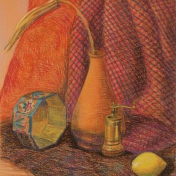 Картина под названием "Натюрморт с лимоном…" - Larissa Lukaneva, Подлинное произведение искусства