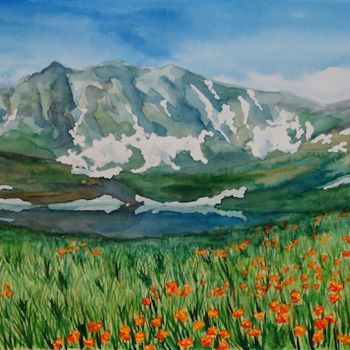 Pintura titulada "Flowers and Snow" por Larissa Lukaneva, Obra de arte original, Oleo