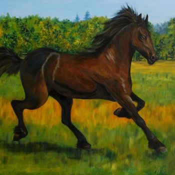 Картина под названием "Если в гриве у коня…" - Larissa Lukaneva, Подлинное произведение искусства, Масло
